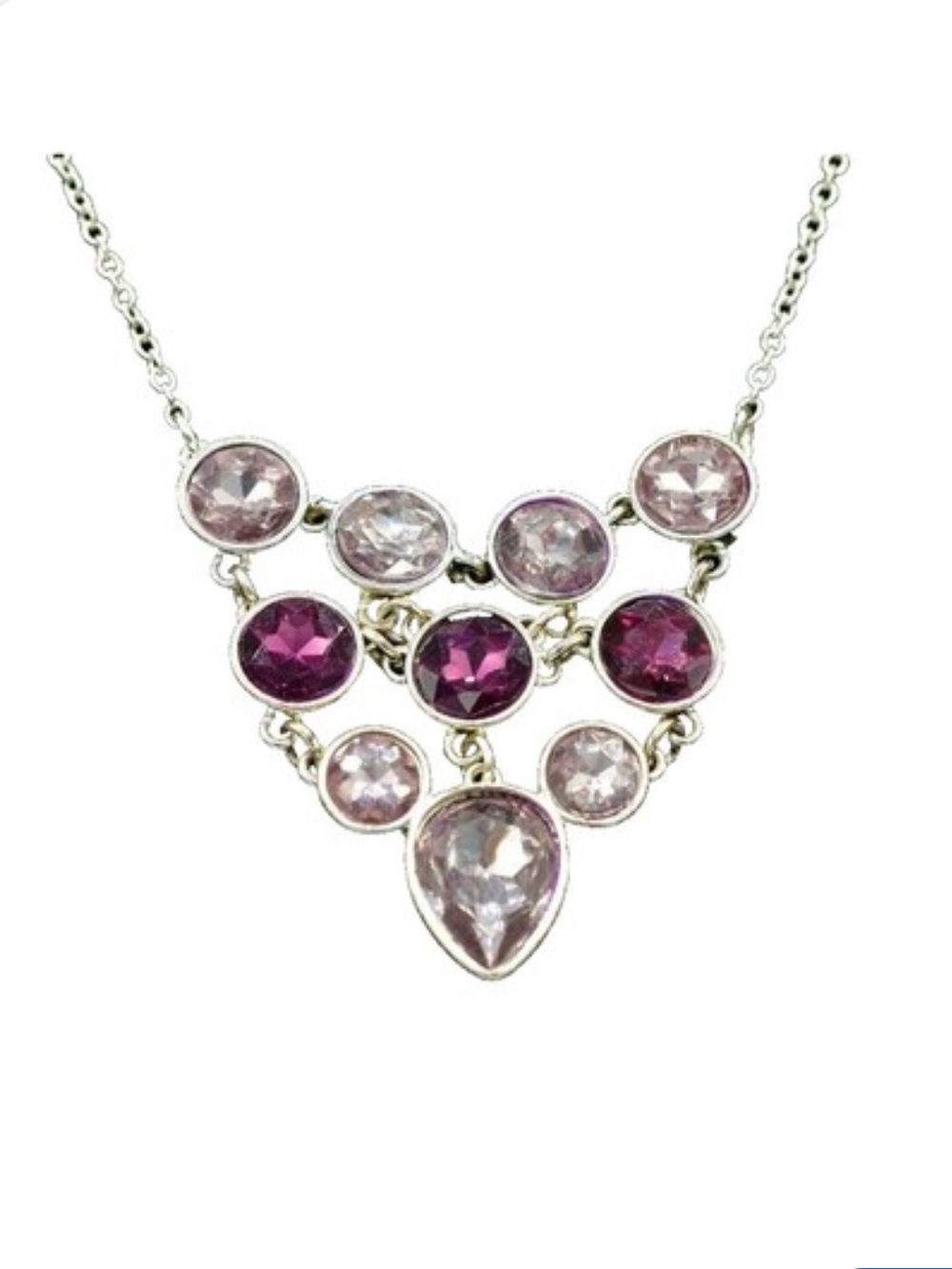 Liz Claiborne Pink and Purple Crystal Statement Necklace